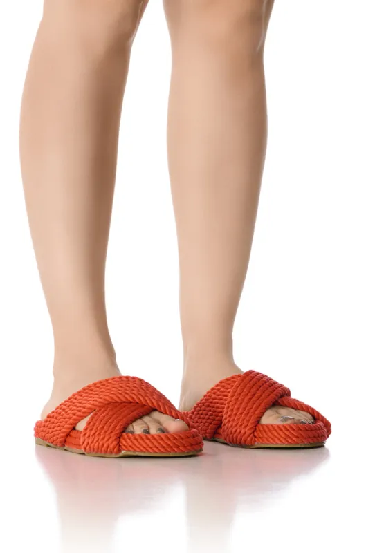 AZALEA WANG LEONIDAS ORANGE ROPE SANDAL sold by AKIRA