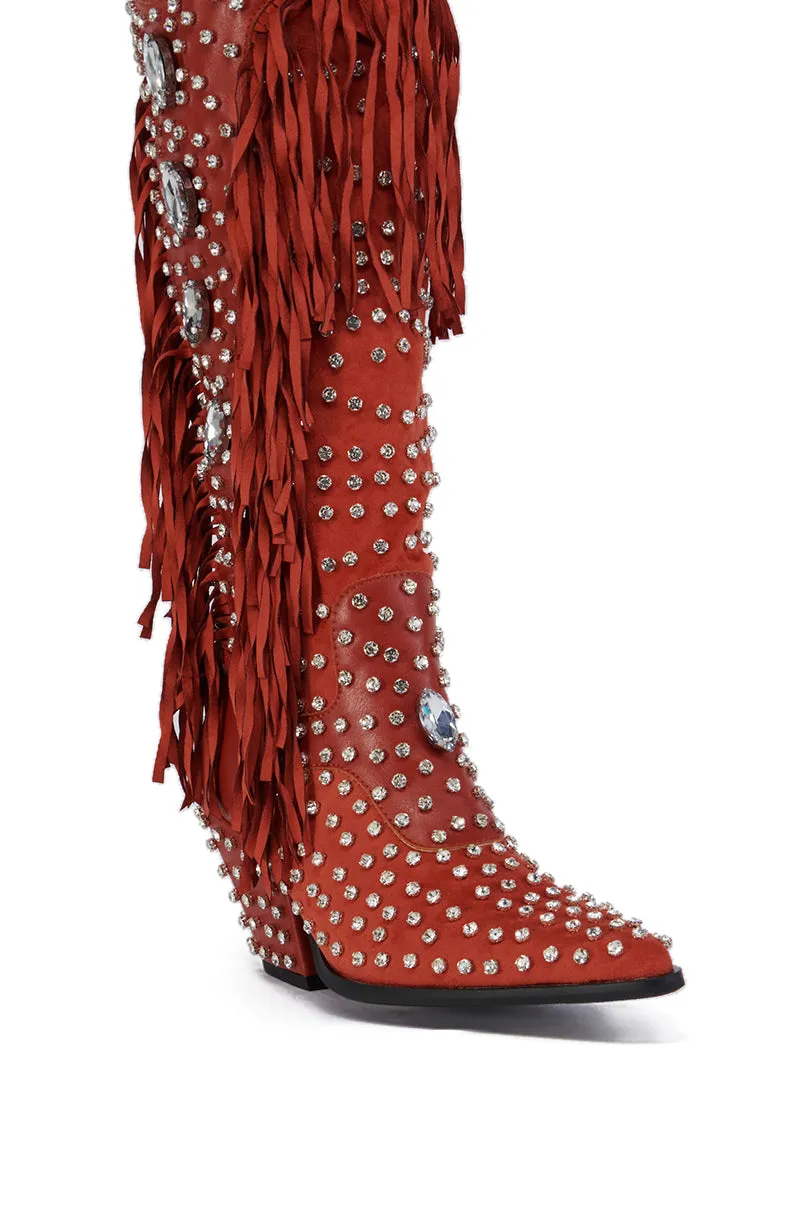 AZALEA WANG TADAO RED EMBELLISHED WESTERN BOOT sold by AKIRA product image thumbnail 5