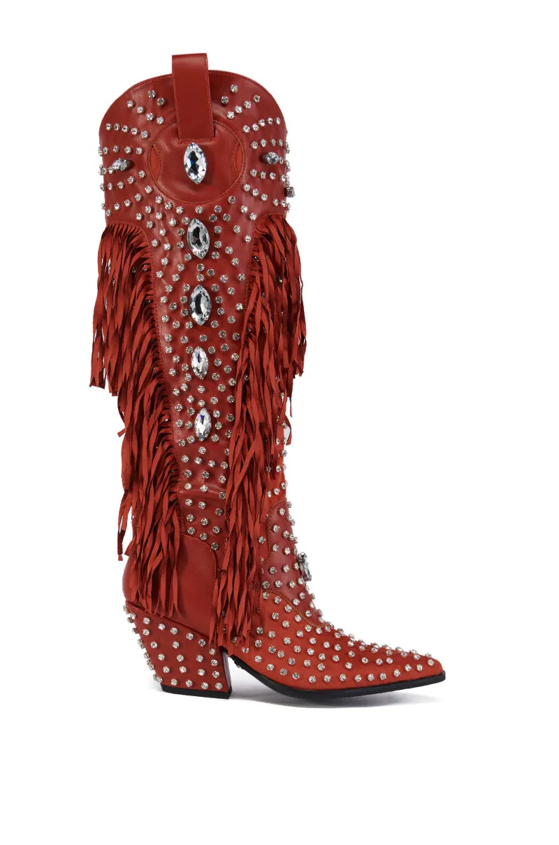 AZALEA WANG TADAO RED EMBELLISHED WESTERN BOOT sold by AKIRA product image thumbnail 2