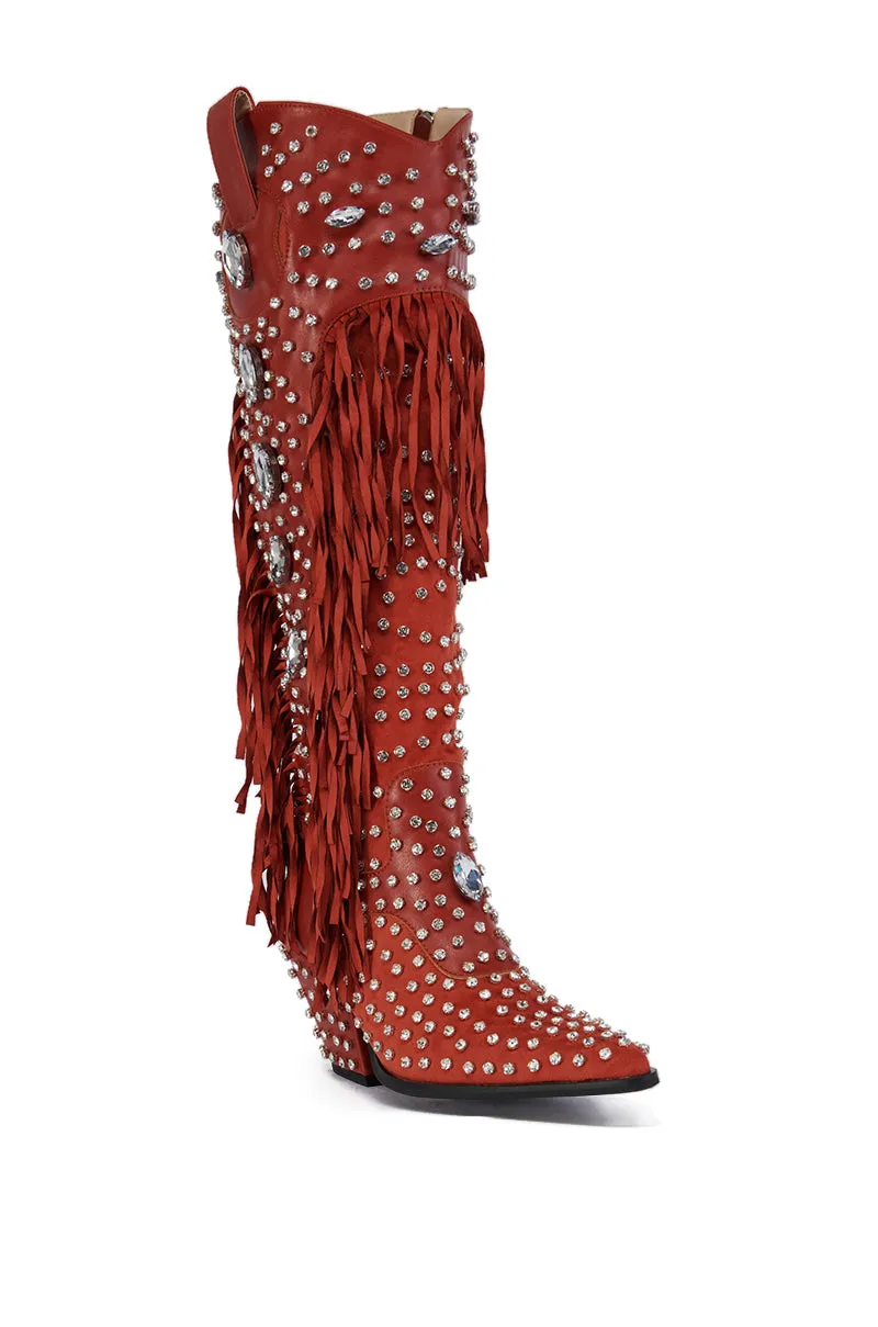 AZALEA WANG TADAO RED EMBELLISHED WESTERN BOOT sold by AKIRA product image thumbnail 3