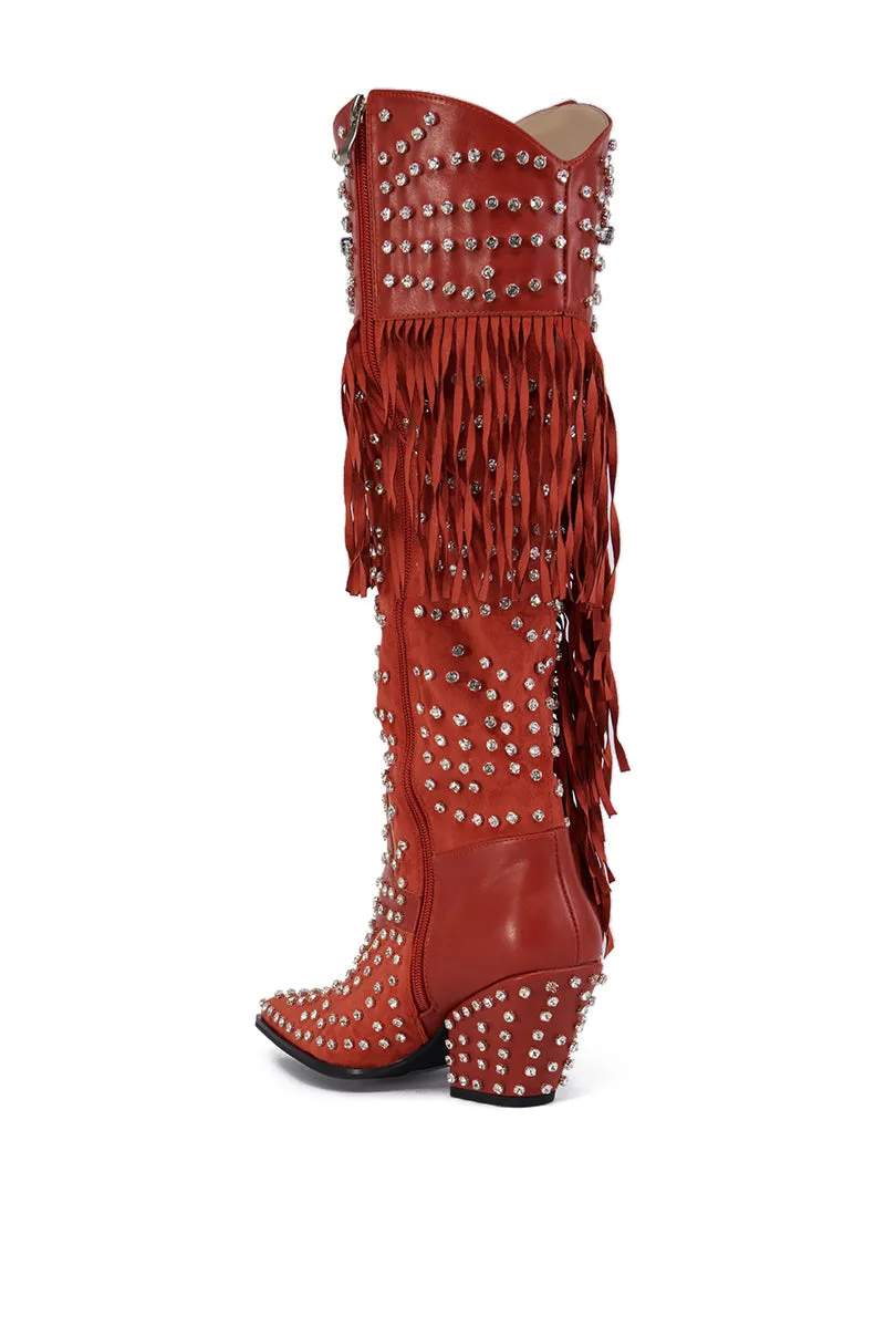 AZALEA WANG TADAO RED EMBELLISHED WESTERN BOOT sold by AKIRA product image thumbnail 4