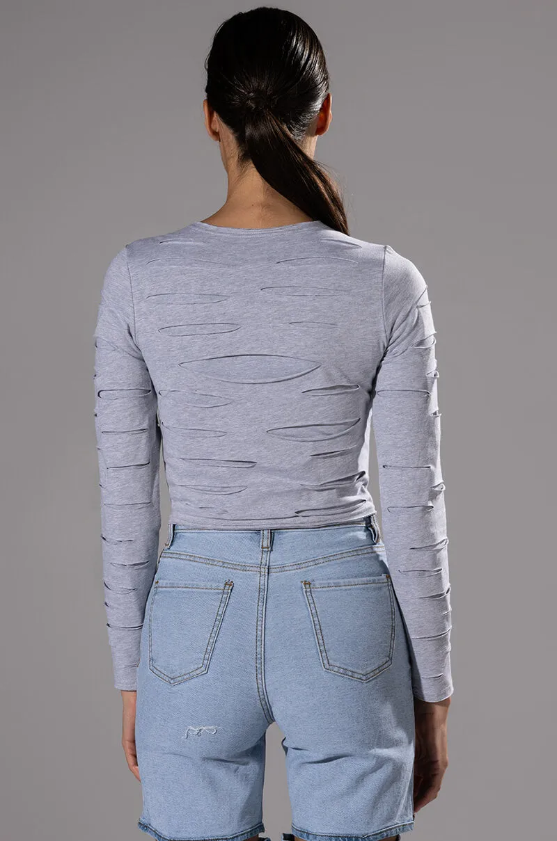 COME AROUND DISTRESSED LONG SLEEVE T SHIRT sold by AKIRA product image thumbnail 5