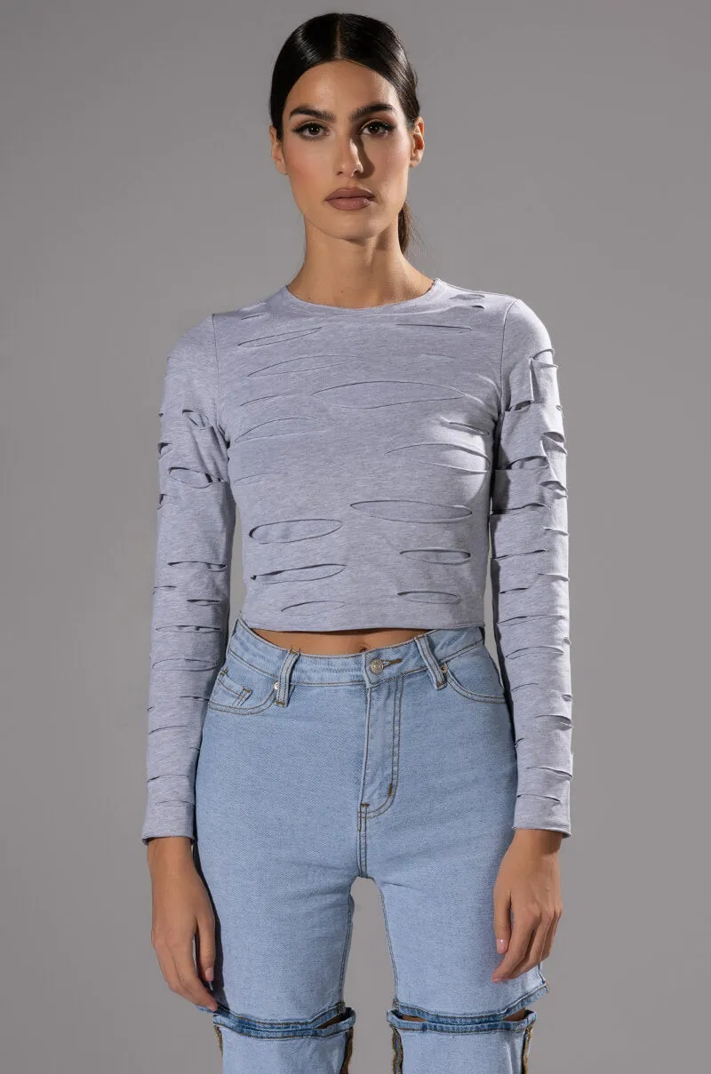 COME AROUND DISTRESSED LONG SLEEVE T SHIRT sold by AKIRA product image thumbnail 3