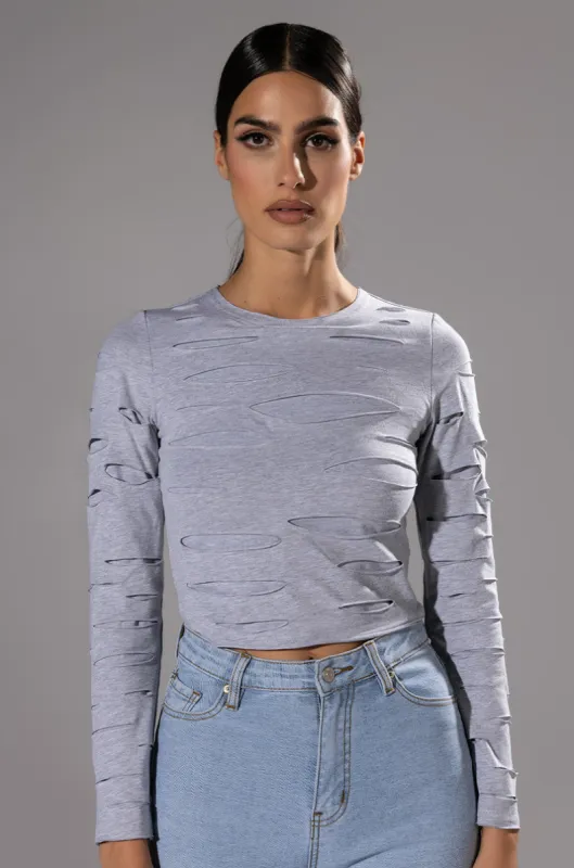 COME AROUND DISTRESSED LONG SLEEVE T SHIRT sold by AKIRA