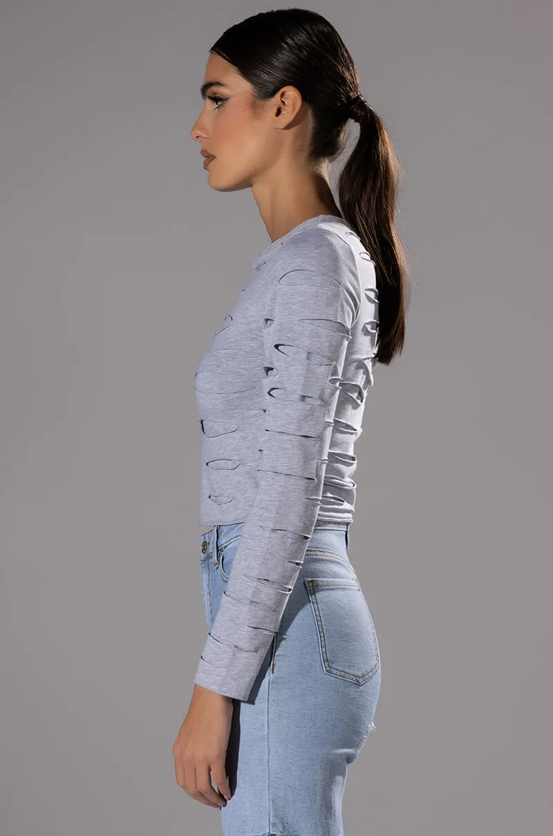 COME AROUND DISTRESSED LONG SLEEVE T SHIRT sold by AKIRA product image thumbnail 4