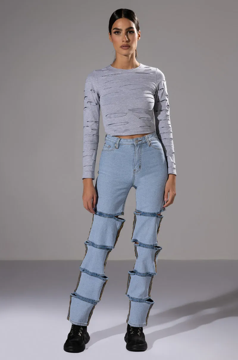 COME AROUND DISTRESSED LONG SLEEVE T SHIRT sold by AKIRA product image thumbnail 2