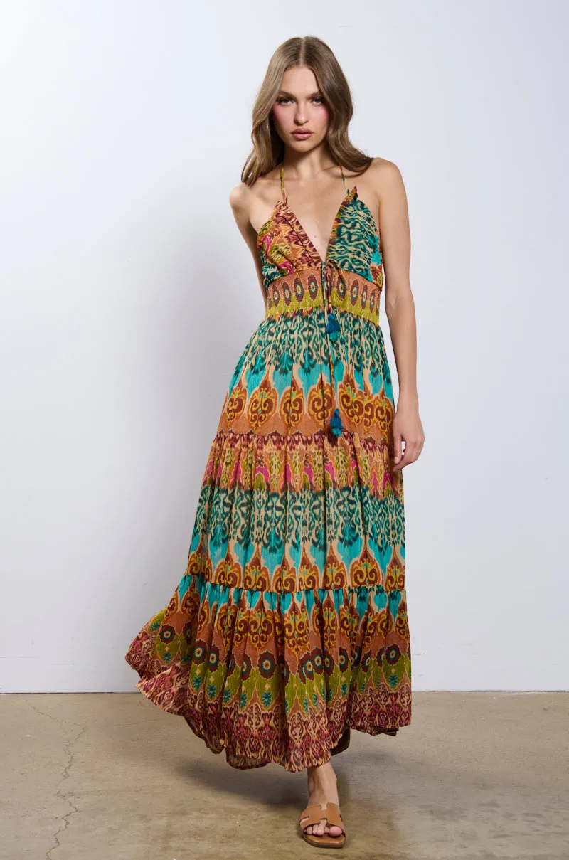 CANT GET ENOUGH PRINTED MAXI DRESS sold by AKIRA