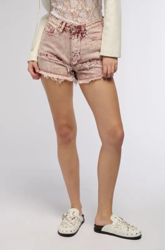 VERONICA DISTRESSED ACID WASH DENIM SHORT sold by AKIRA