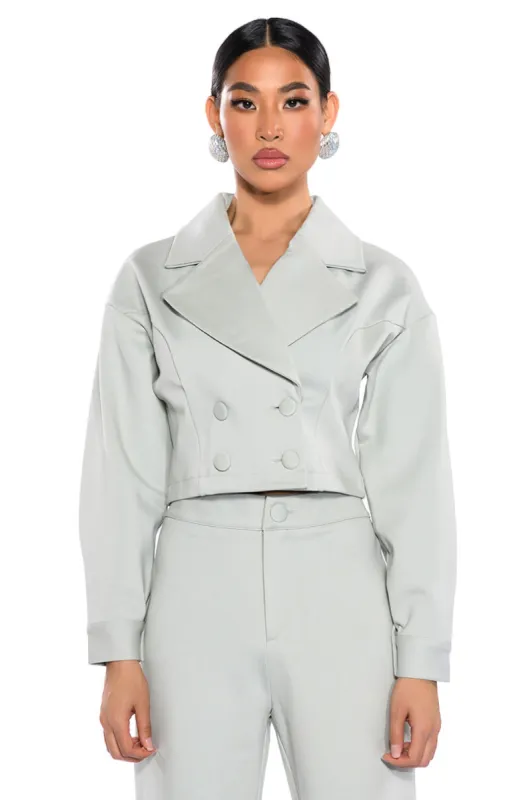SAGE PU CHIC BLAZER sold by AKIRA