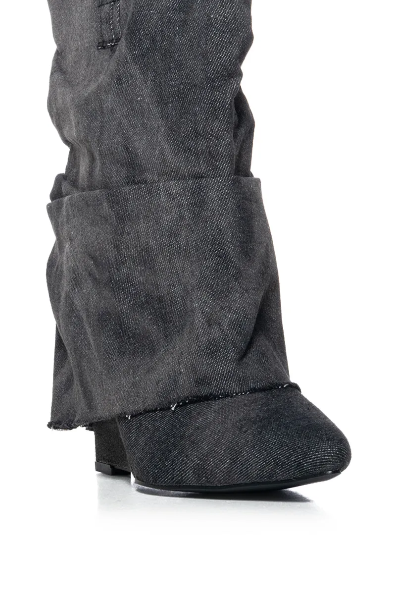 AZALEA WANG MANON DENIM SLOUCH BOOTIE sold by AKIRA product image thumbnail 5