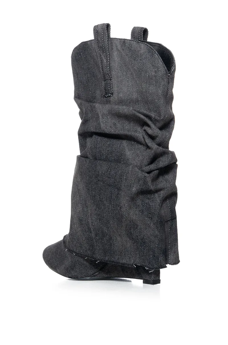 AZALEA WANG MANON DENIM SLOUCH BOOTIE sold by AKIRA product image thumbnail 4