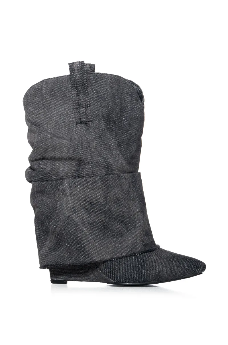AZALEA WANG MANON DENIM SLOUCH BOOTIE sold by AKIRA product image thumbnail 2