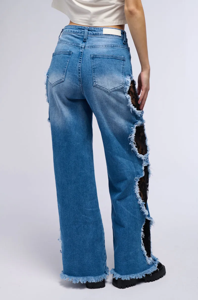 CUT OUT DETAIL WIDE LEG JEAN sold by AKIRA product image thumbnail 3
