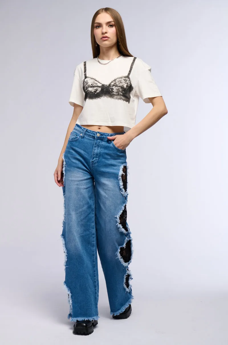 CUT OUT DETAIL WIDE LEG JEAN sold by AKIRA product image thumbnail 5