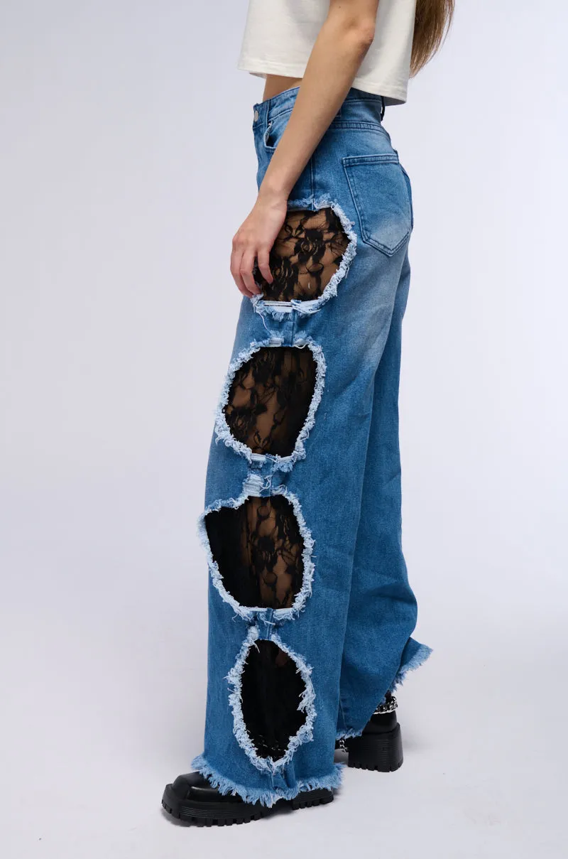 CUT OUT DETAIL WIDE LEG JEAN sold by AKIRA product image thumbnail 2