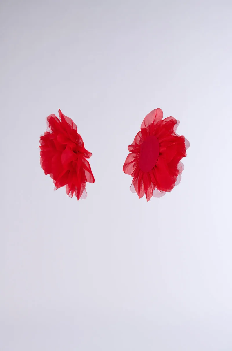 LOVE YOU STATEMENT FLOWER STUD EARRING IN RED sold by AKIRA product image thumbnail 3