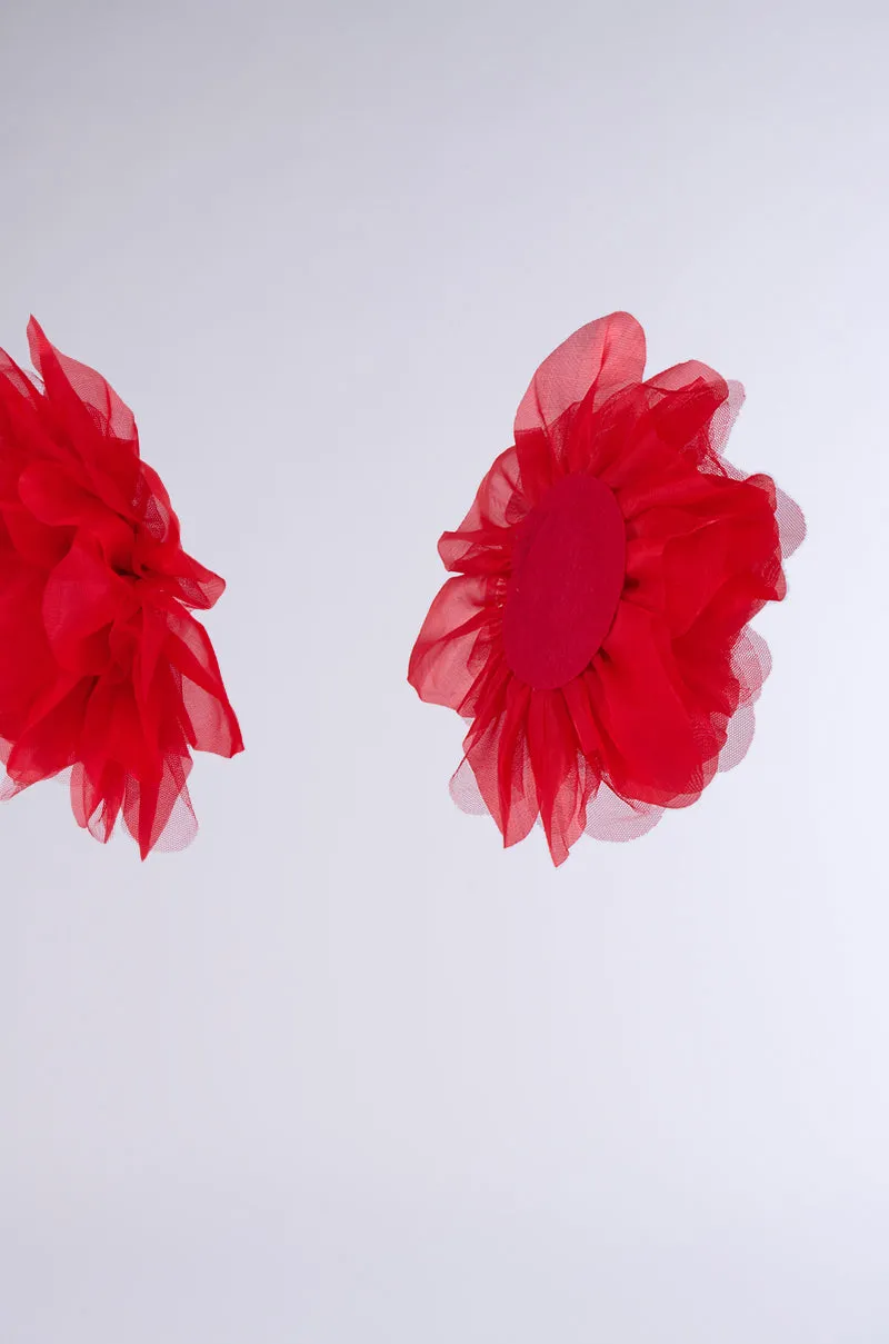 LOVE YOU STATEMENT FLOWER STUD EARRING IN RED sold by AKIRA product image thumbnail 4