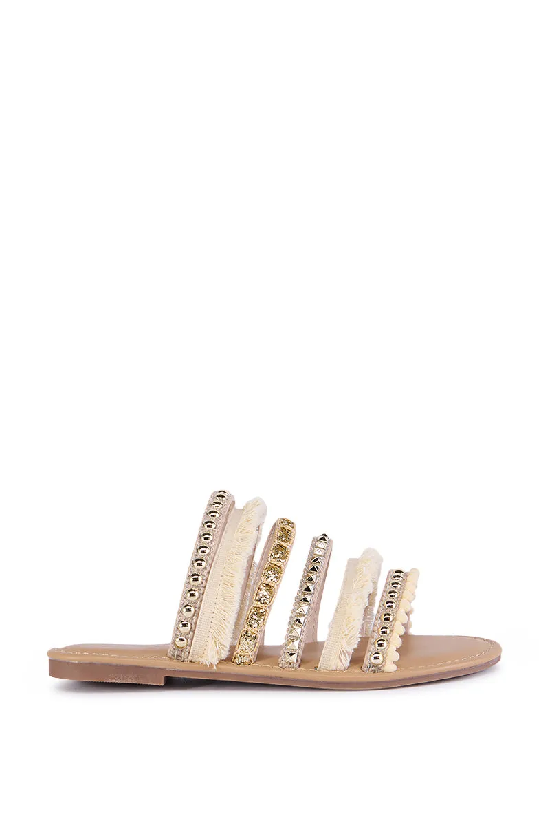 AZALEA WANG LEONORA WHITE EMBELLISHED SANDAL sold by AKIRA product image thumbnail 2