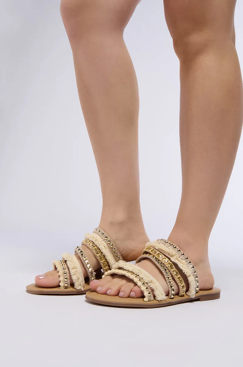 AZALEA WANG LEONORA WHITE EMBELLISHED SANDAL sold by AKIRA