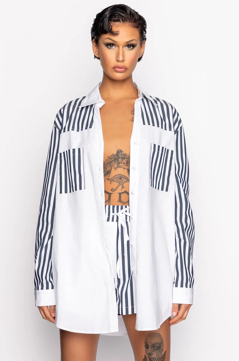 CALL BACK LATER COLORBLOCK POPLIN BUTTON DOWN sold by AKIRA product image thumbnail 5