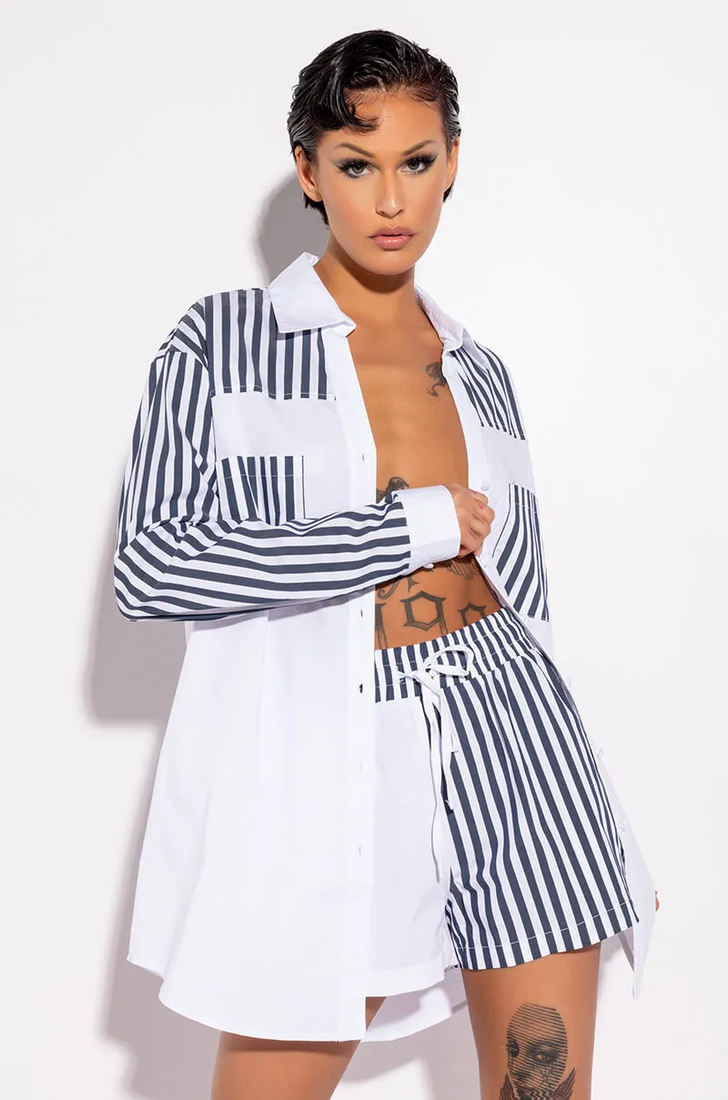 CALL BACK LATER COLORBLOCK POPLIN BUTTON DOWN sold by AKIRA product image thumbnail 2