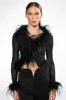 DARK ANGEL MESH FEATHER TRIM TOP sold by AKIRA