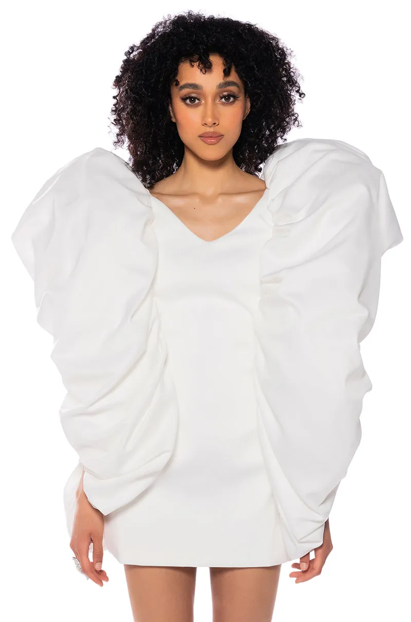 EVELYN PUFF FULL SLEEVE MINI DRESS sold by AKIRA