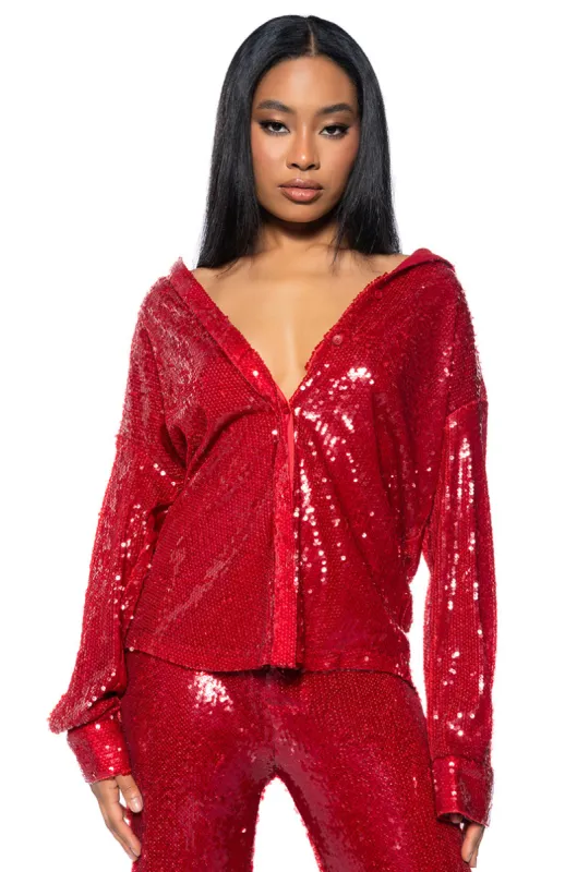 LOVER ZONE SEQUIN SHIRT sold by AKIRA