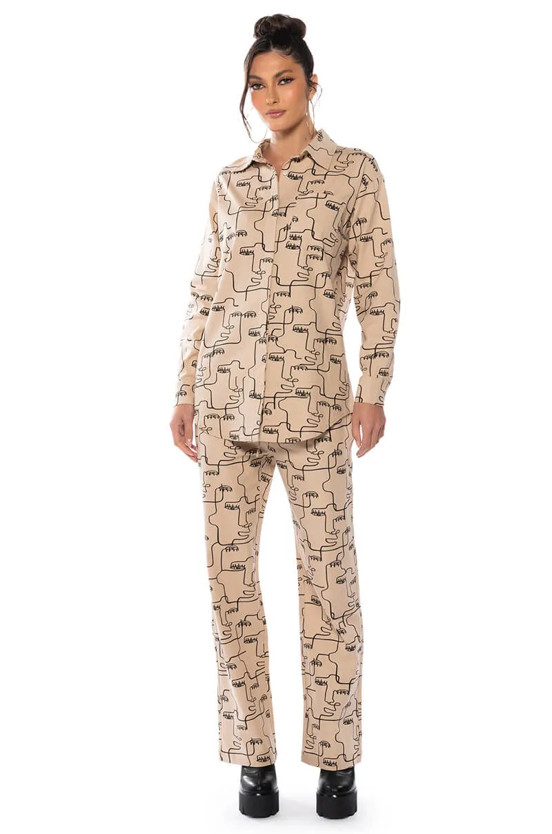 NEW SOCIETY PRINTED BUTTON DOWN TOP sold by AKIRA product image thumbnail 5