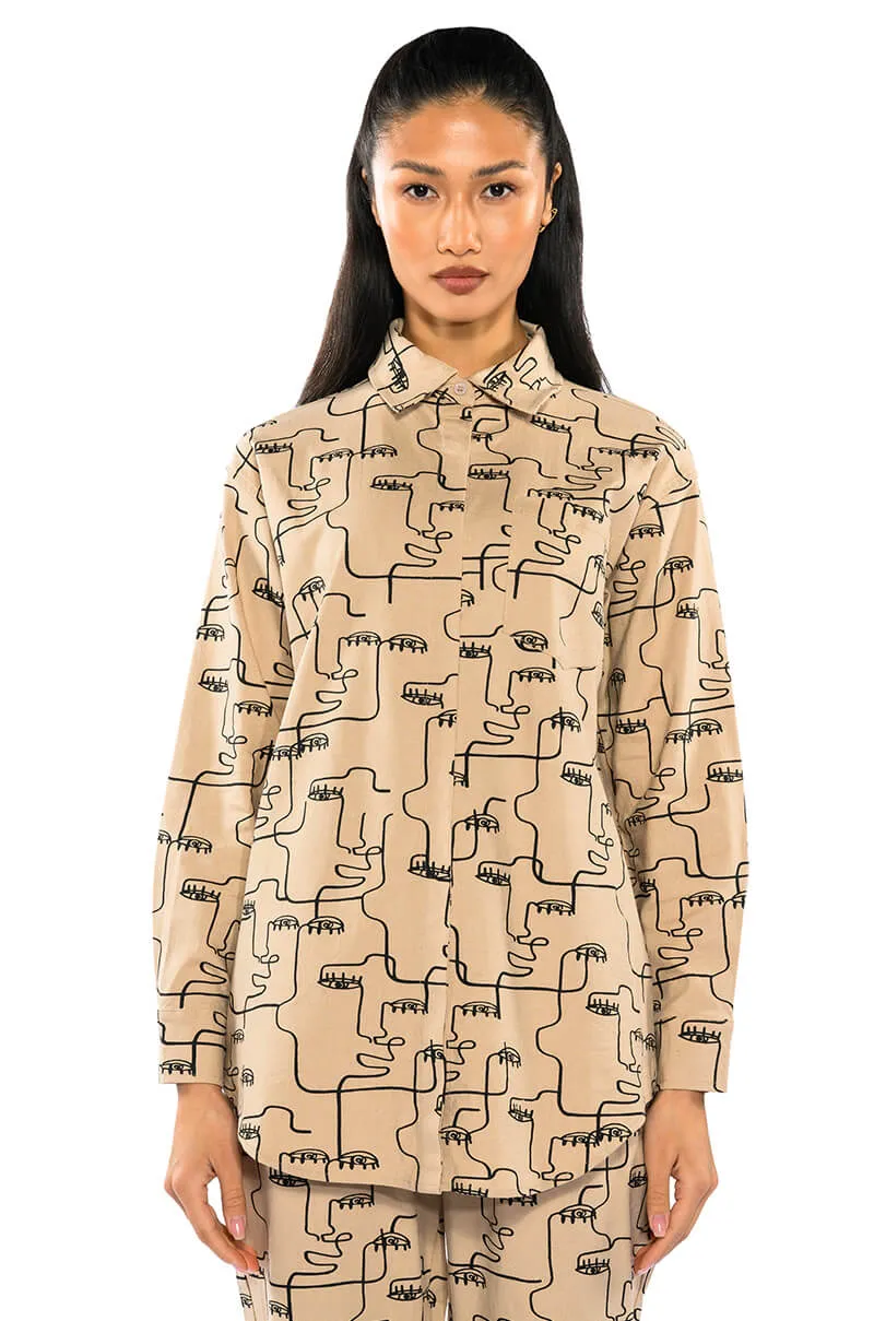 NEW SOCIETY PRINTED BUTTON DOWN TOP sold by AKIRA product image thumbnail 2