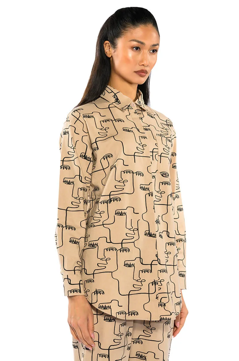 NEW SOCIETY PRINTED BUTTON DOWN TOP sold by AKIRA product image thumbnail 4