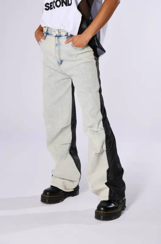 LIGHTS GO DOWN DENIM AND NYLON PANT sold by AKIRA
