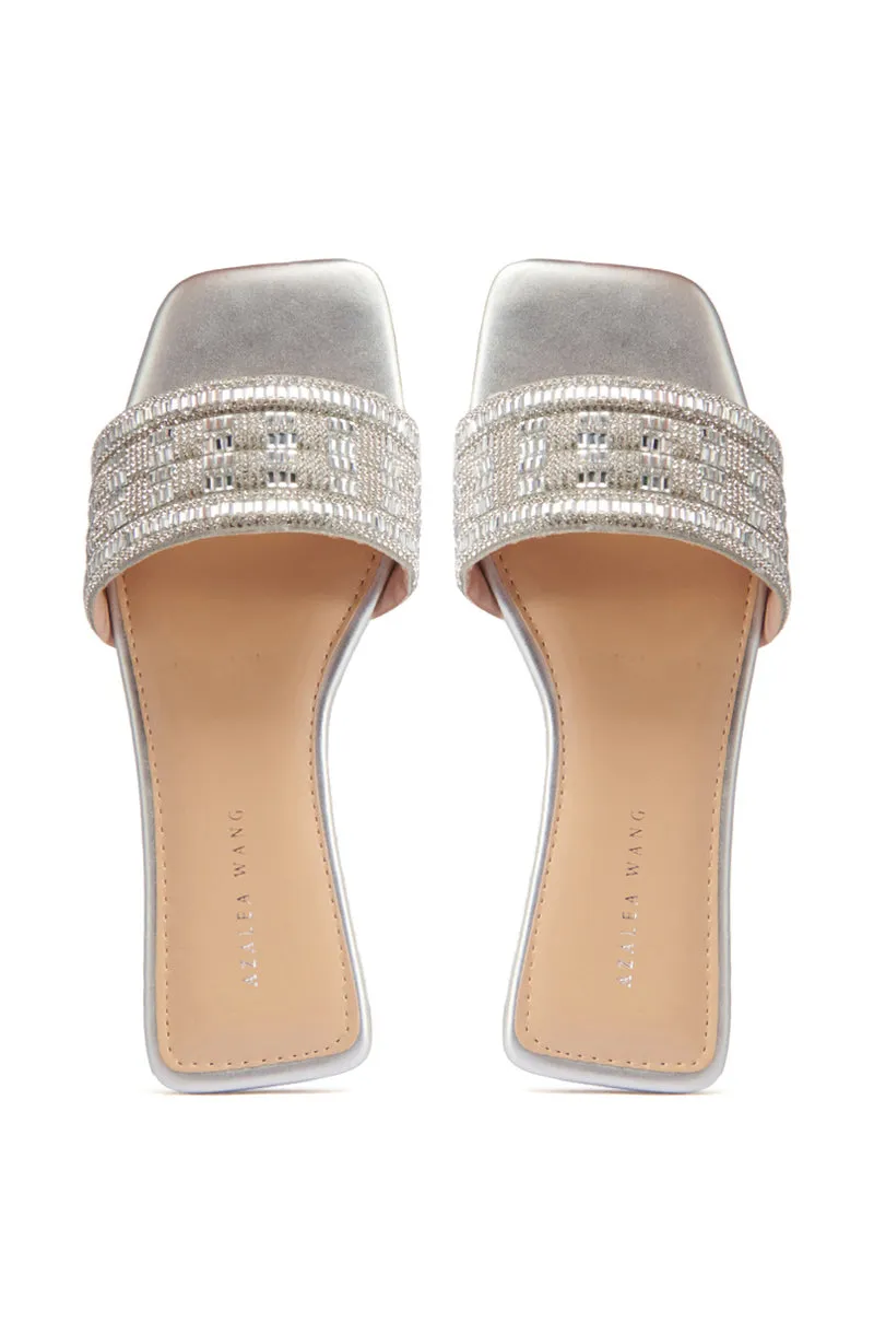 AZALEA WANG STAZIE SILVER EMBELLISHED SANDAL sold by AKIRA product image thumbnail 2