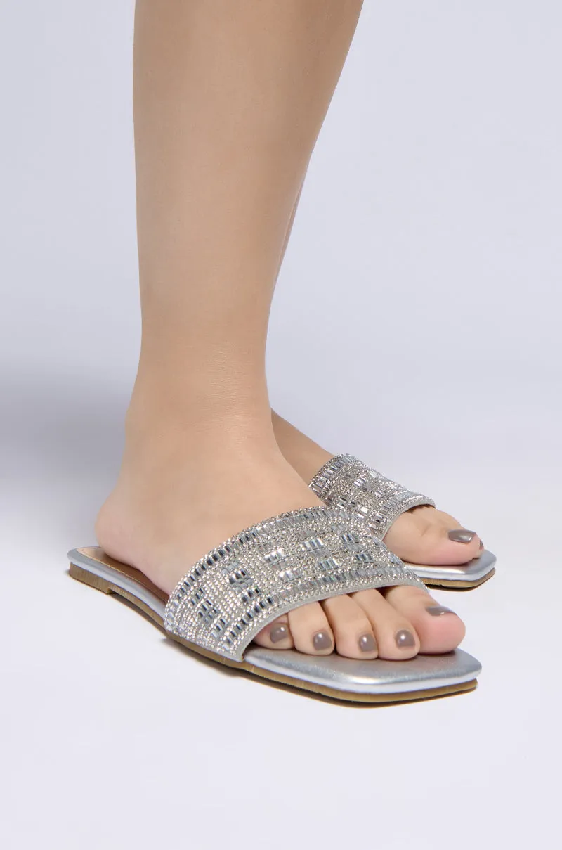 AZALEA WANG STAZIE SILVER EMBELLISHED SANDAL sold by AKIRA