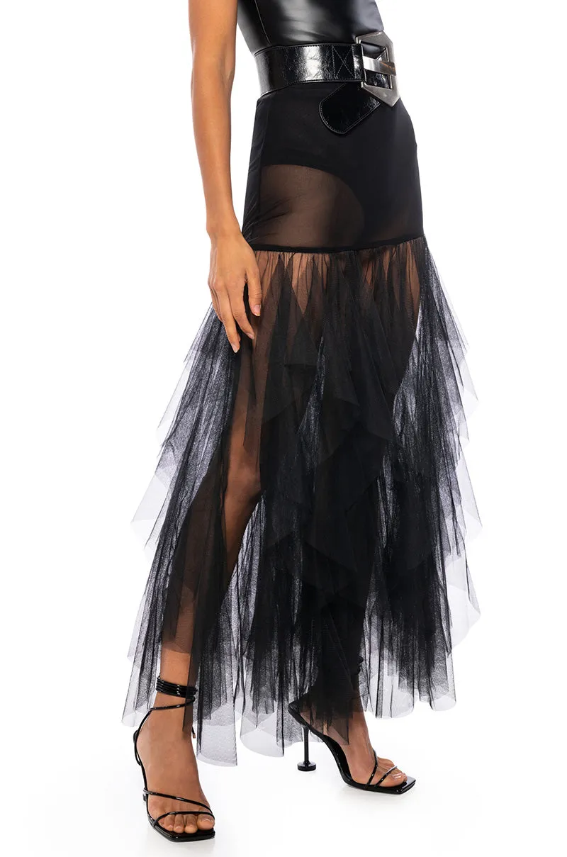 VIBING ON MY OWN TULLE MAXI SKIRT sold by AKIRA
