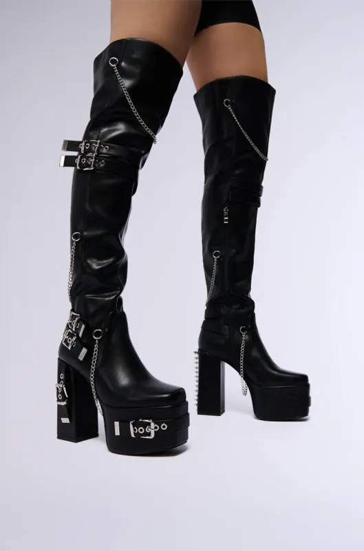 AZALEA WANG CAPTIVATE BLACK BOOT sold by AKIRA