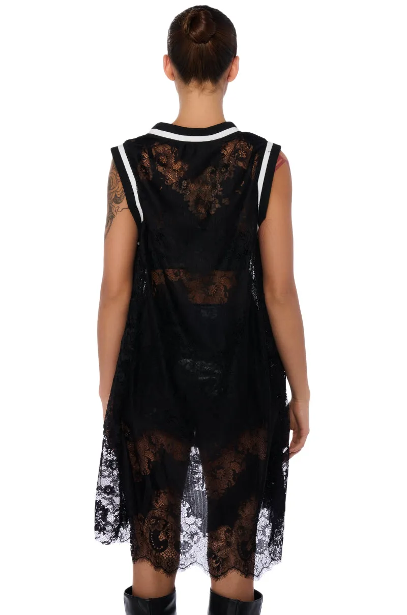 ON THE SIDELINES LACE JERSEY MINI DRESS sold by AKIRA product image thumbnail 4