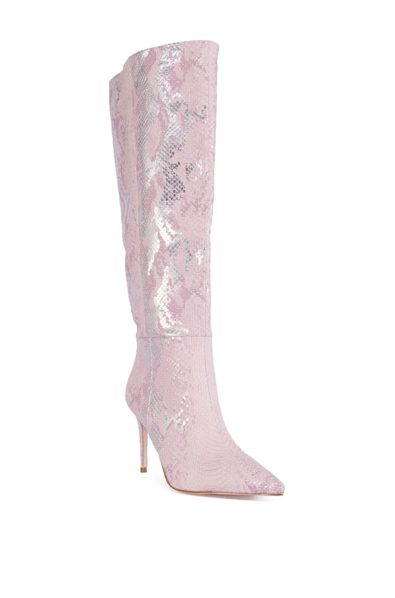 AZALEA WANG CASHY SNAKE EMBOSSED PINK STILETTO BOOT sold by AKIRA product image thumbnail 3
