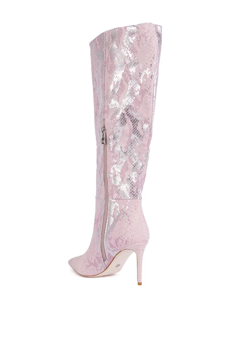 AZALEA WANG CASHY SNAKE EMBOSSED PINK STILETTO BOOT sold by AKIRA product image thumbnail 4