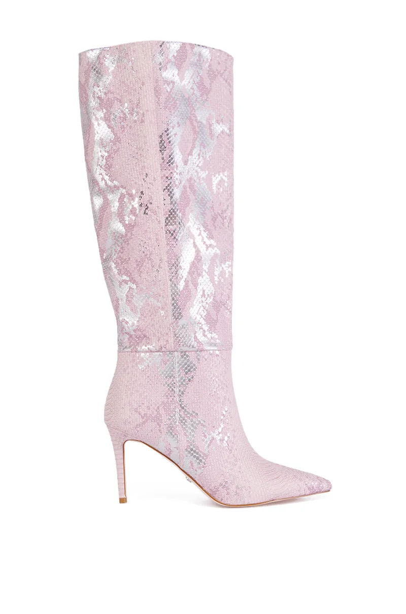 AZALEA WANG CASHY SNAKE EMBOSSED PINK STILETTO BOOT sold by AKIRA product image thumbnail 2