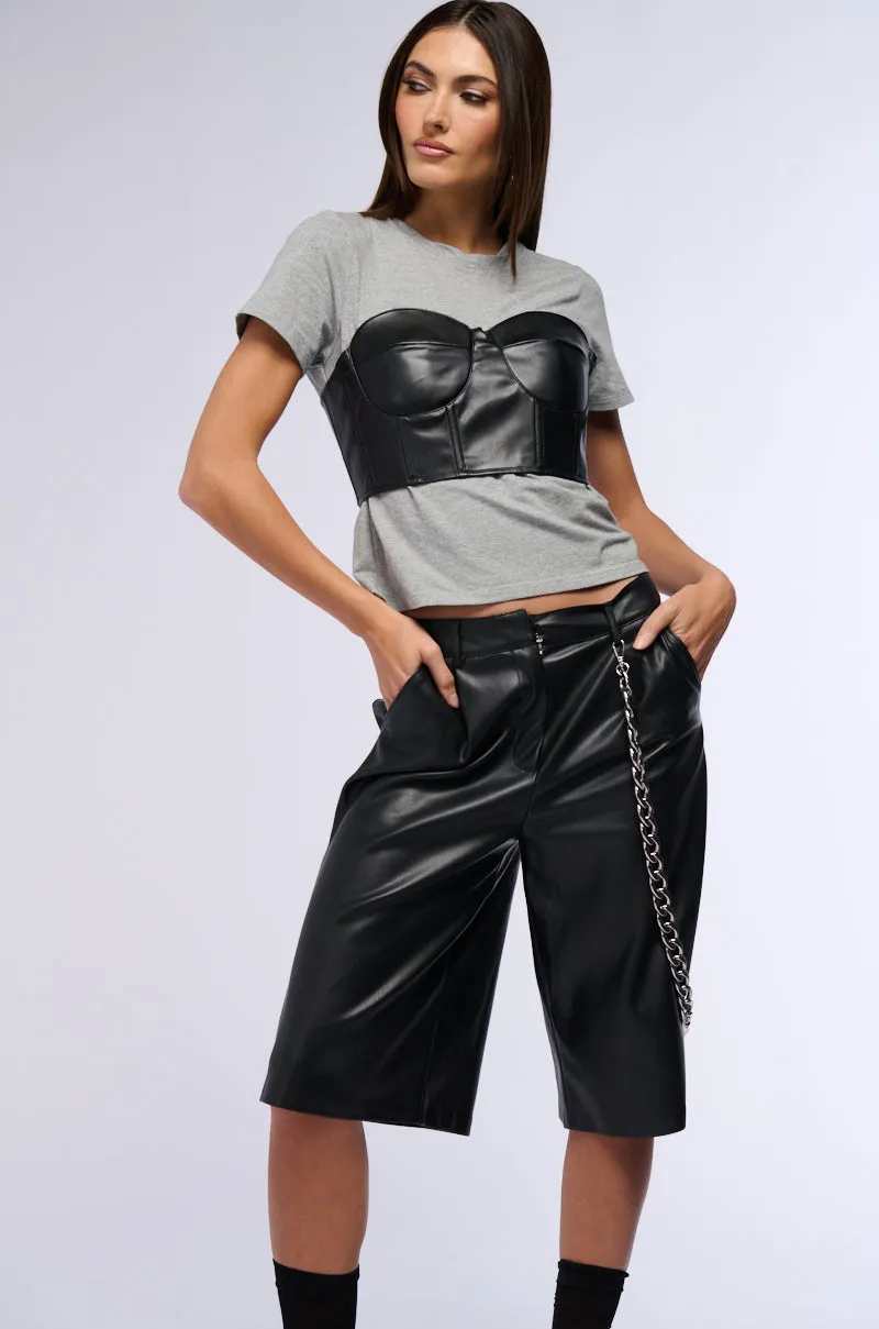 GOT ME TWISTED T SHIRT WITH FAUX LEATHER CORSET DETAIL sold by AKIRA product image thumbnail 3