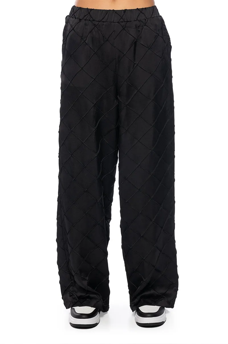 TEXTURED SATIN WIDE LEG TROUSER IN BLACK sold by AKIRA product image thumbnail 3