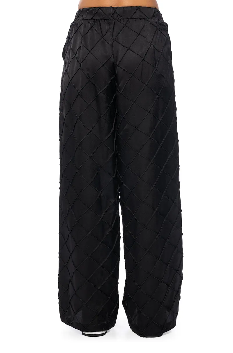 TEXTURED SATIN WIDE LEG TROUSER IN BLACK sold by AKIRA product image thumbnail 5