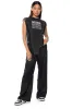TEXTURED SATIN WIDE LEG TROUSER IN BLACK sold by AKIRA