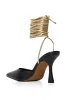 AZALEA WANG BRAVA LACE UP SANDAL IN BLACK sold by AKIRA