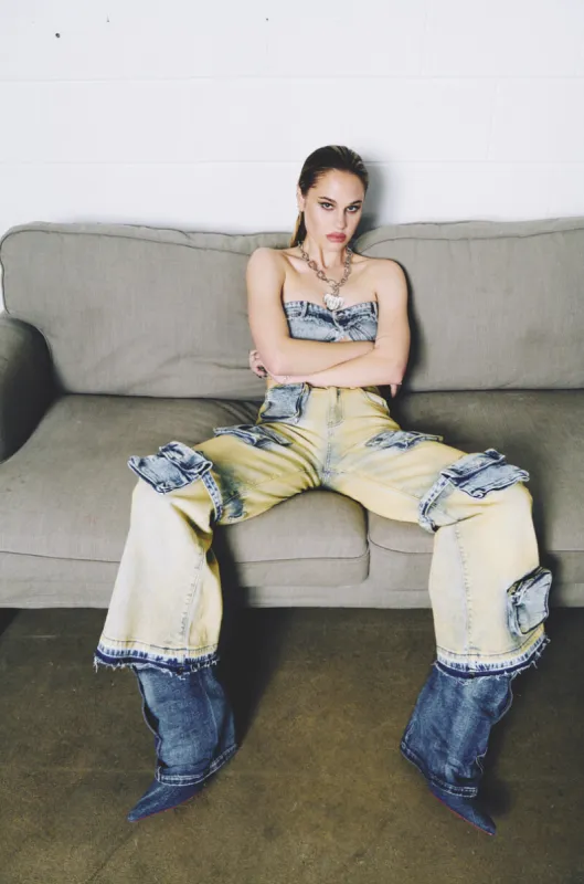 IGGY CARGO POCKET WIDE LEG JEAN sold by AKIRA