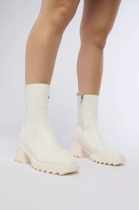 AZALEA WANG BRIDGEY WHITE CHUNKY BOOTIE sold by AKIRA