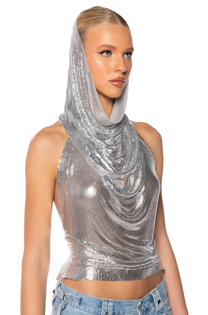 IN MY MIND HOODED CHAINMAIL TOP sold by AKIRA product image thumbnail 3