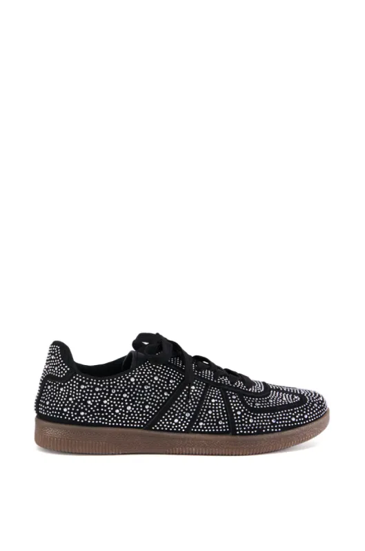 AZALEA WANG BRYAR BLACK EMBELLISHED SNEAKER sold by AKIRA