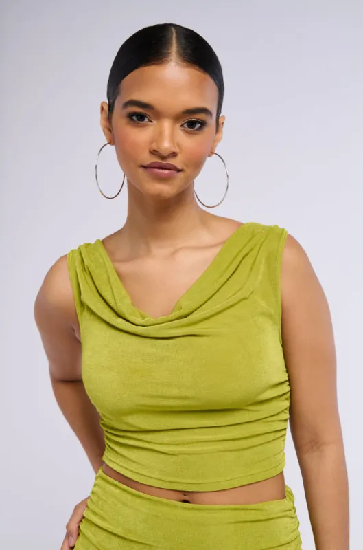 SUMMER GIRL SLINKY COWL NECK SLEEVELESS TANK sold by AKIRA